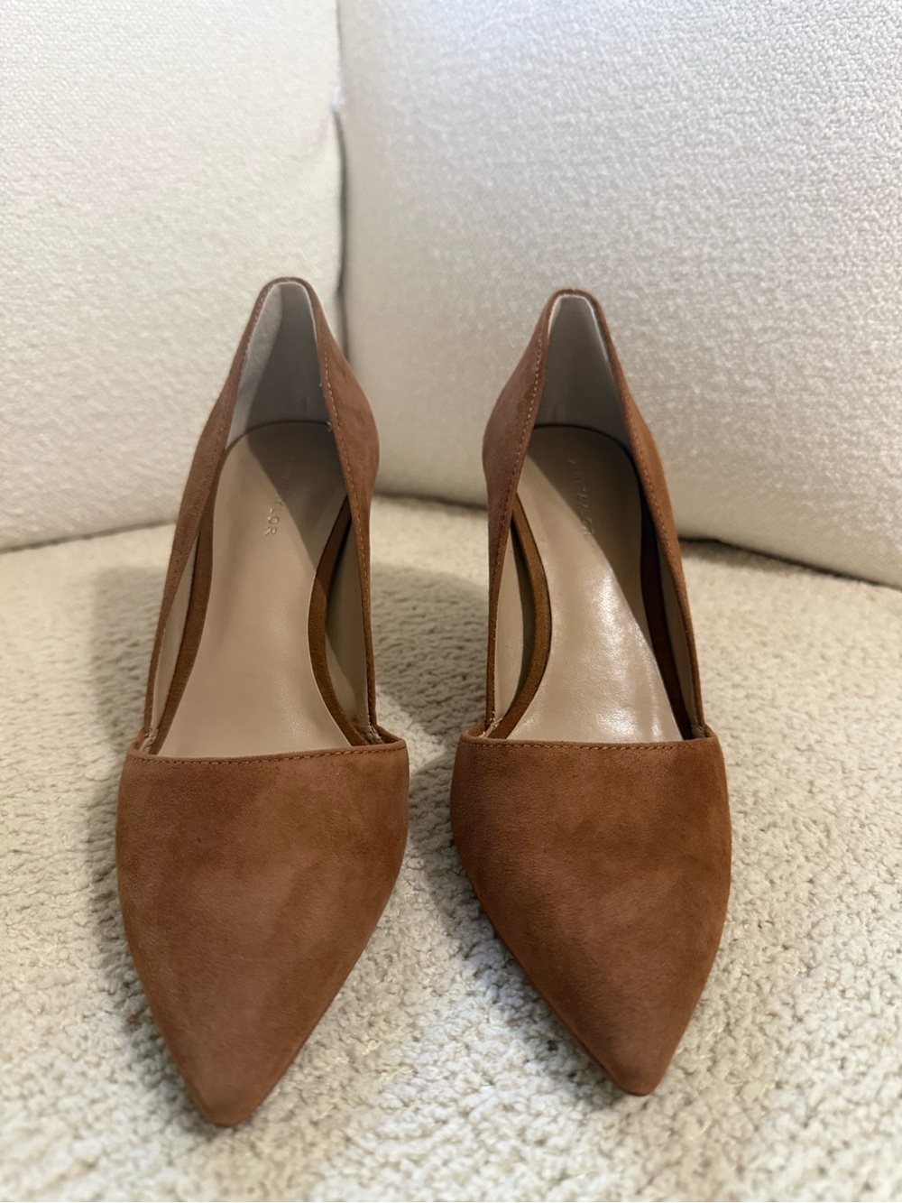Ann Taylor Suede Pointed-Toe Pumps in Chestnut